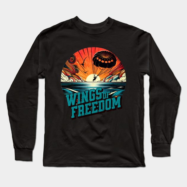 Wings of Freedom Parasailing Design Long Sleeve T-Shirt by Miami Neon Designs